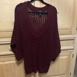 Burgundy Women's Deep V-Neck Sweater